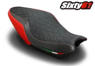 Funda de asiento para Ducati Monster 821 1200 2014 2015 2016 negra roja Luimoto Rider Foto 1 de 4