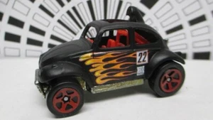 loose mint 2002 Hot Wheels #207 BAJA BUG flat black with flames   vw  volkswagen - Picture 1 of 3