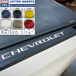 2 x WHITE BED RAIL CAP COVER LETTERS FOR SILVERADO 2019+ NOT DECALS - Bild 1 von 2