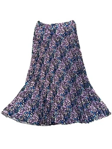 Marks & Spencer Collection Blue & Purple Leopard Print Pleated Maxi Skirt Size 8 - Picture 1 of 6