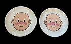 2 Mr. Food Face Fred Plays With His Food Child's White Ceramic Happy Plates