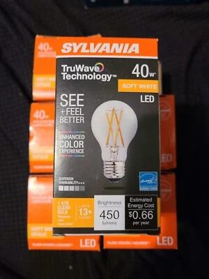 Sylvania 40699 TruWave LED A19  40W Equal  2700K  90+ CRI  Clear ( PACK OF 6) - Image 1 of 4