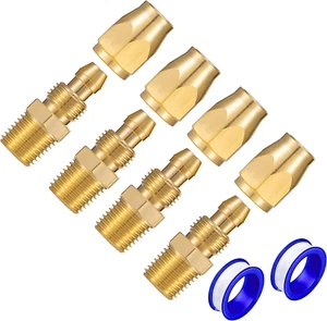 Premium Massiv Messing 4 STCK. Wiederverwendbare Armaturen für 1/4 Zoll ID Schlauch & 1/4 Zoll NPT R - Bild 1 von 12