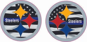 Steelers Blue Line Flag Mini Football Helmet Decals - Picture 1 of 2