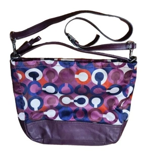 Coach Mulberry Purple Sateen Leather Tote Hobo Bag #F26841 - Picture 1 of 21