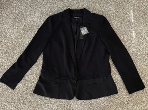 Lane Bryant Black Business Attire Blazer Size 14 Cropped Zippered Bottom $99 New - Picture 1 of 10