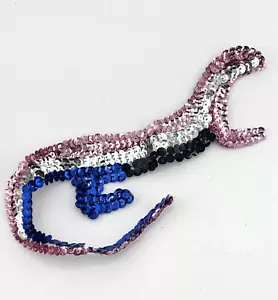 Vintage Sequin Beaded Applique Embroidered Patch Sew On Easter Bunny NOS - Picture 1 of 4