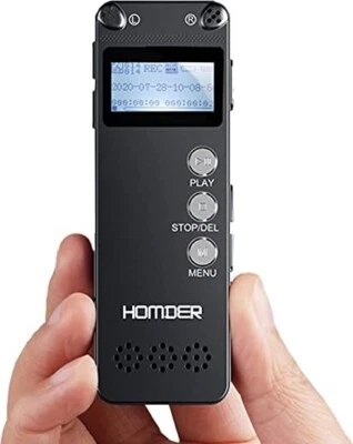 Digital Voice Recorder, Homder USB Professional Dictaphone, MP3 player 32GB/16/8