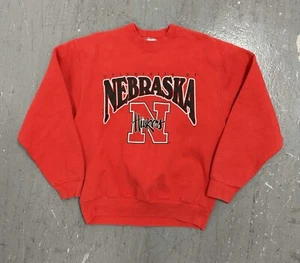 Vintage 90s Nebraska Cornhuskers Fruit Of The Loom Sweatshirt Red Mens M NCAA - Picture 1 of 7