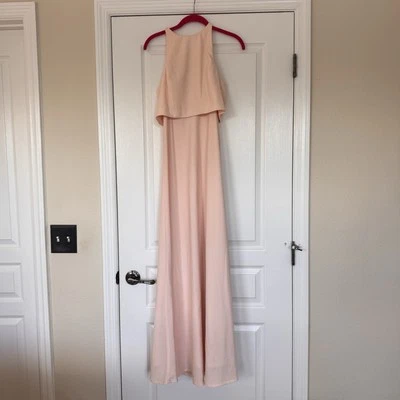 JILL STUART Iva Bridesmaid Maxi Dress size 4 Peach Sleeveless BHNDL Anthro - Image 1 of 4