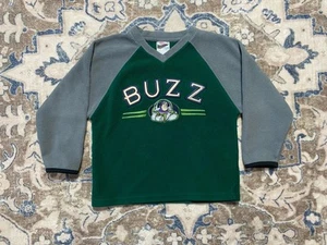 Vintage Disney Store Buzz Lightyear Green Gray Fleece Pullover Toy Story Kids XS - Picture 1 of 17