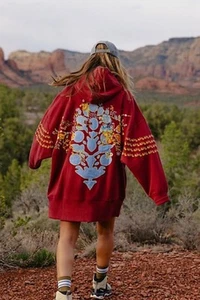 Free People Movement At My Best Embroidered Sweatshirt Sour Cherry Combo S NWT - Picture 1 of 5