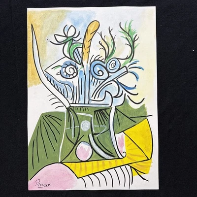 Pablo Picasso (Handmade) Drawing mixed media on paper signed & stamped - Image 1 of 2