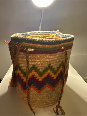 *Authentic* Wayuu Mochila Handmade Colombian Bag - Neon Colorful Bag - Small - Image 1 of 4