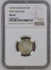 Münze Kaiserreich 50 Pfennig 1877 B Jaeger 8 NGC MS 64 toll erhalten nswleipzig