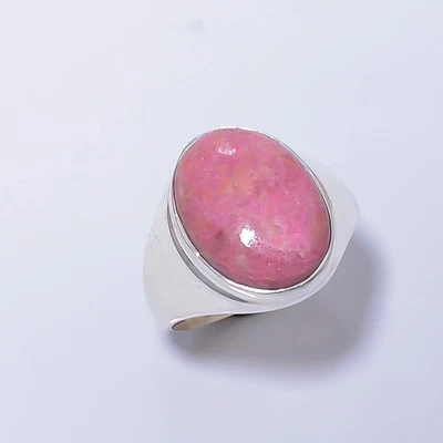 Pink Thulite - Norway 925 Sterling Silver Solitaire Handmade Ring s.9 R7636-29 - Image 1 of 4