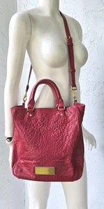 Marc by Marc Jacobs Washed Up Lamb Leather Tote Crossbody Bag Pink Red - Picture 1 of 15
