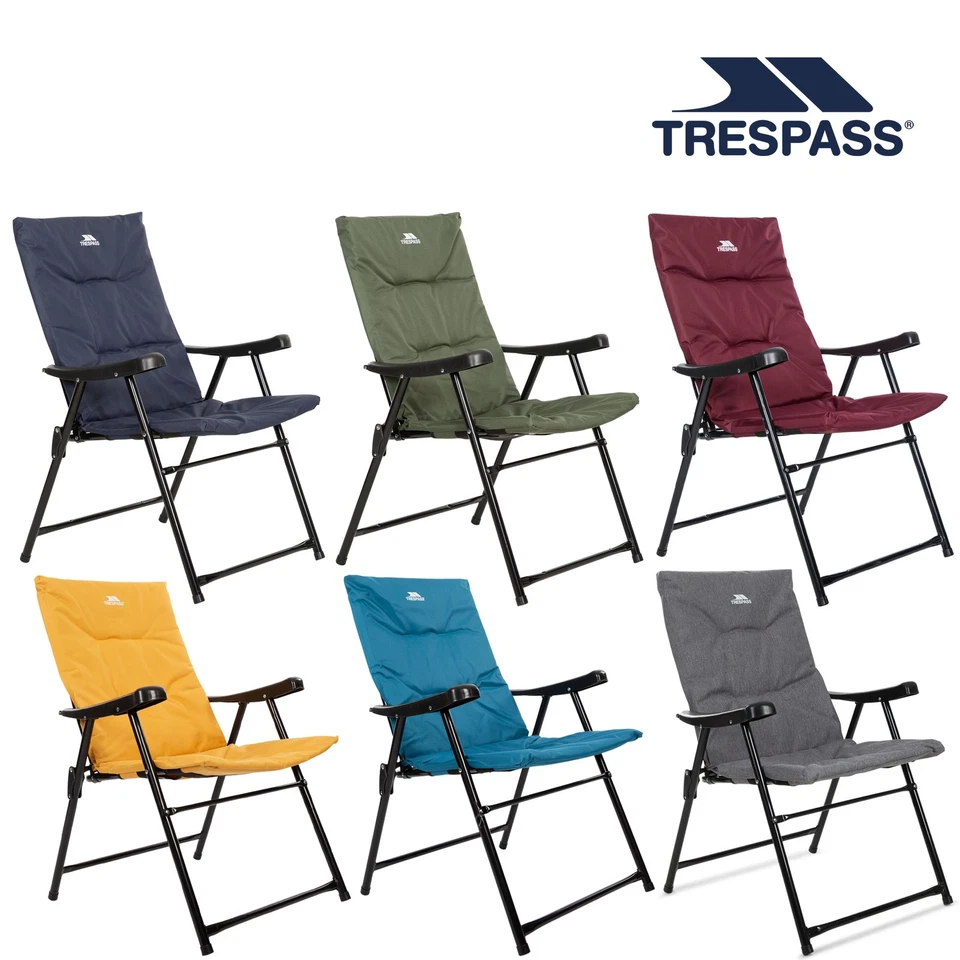 Trespass Folding Deck Chair Padded Camping Garden Fishing Steel Frame Paddy - Image 1 of 1