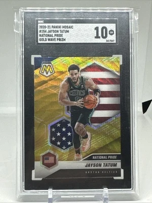 2020-21 Panini Mosaic Basketball Jayson Tatum Gold Wave Prizm National SGC 10 - Image 1 of 3