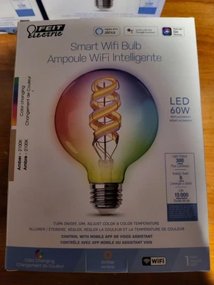Smart WIFI Lightbulb Color Changing LED Filament & Globe Bulb G30 Feit Electric! - Image 1 of 4
