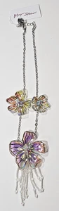 Betsey Johnson irisierende Kristall Blume Halskette mit Perlen Fransen - Bild 1 von 7