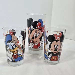 Vintage Anchor Hocking Glass Disney Mickey Minnie Donald 2 tamaños - Juego de 3 - Imagen 1 de 5