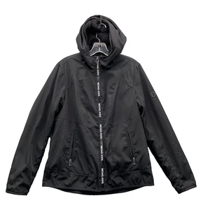 Michael Kors Windbreaker Jacket Women's Medium Black Logo Athleisure Sport Rain - Picture 1 of 11