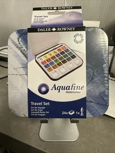 Daler Rowney Aquafine Aquarell Reiseset 24 Farben in Metalldose mit Pinsel - Bild 1 von 7