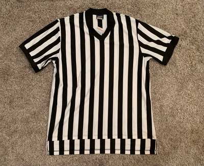 Camiseta deportiva de árbitro Dalco para hombre grande negra blanca a rayas camiseta de fútbol nueva con etiquetas Foto 1 de 4