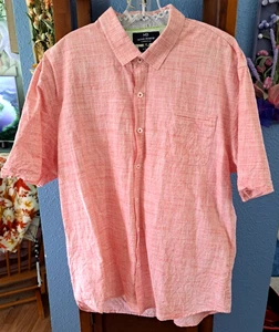 Michael Brandon Herren XXL Rosa Hemd mit Knopfleiste Baumwolle Kurzarm Kragen Schön - Bild 1 von 6