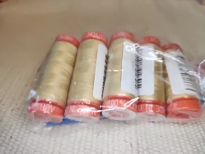 New - SEWING THREAD LOT- 5 Small Spools-Aurifil Cotton 50wt Yellow/green #2915 - Image 1 of 2