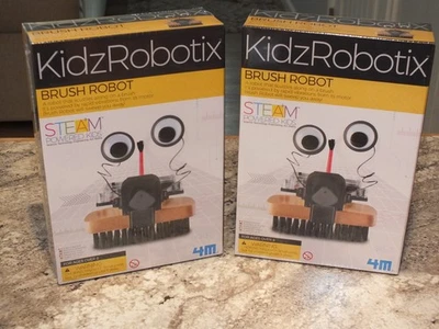 Lote de 2 juguetes educativos de construcción STEM kit mecánico divertido robot cepillo 4M Foto 1 de 3