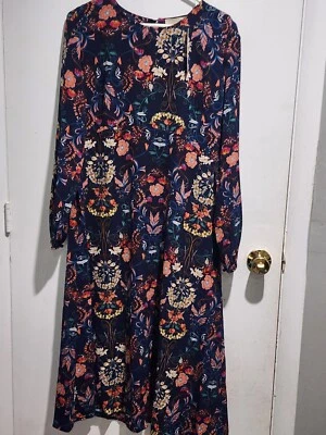 Vestido Vaina I.Madeline Anthropologie Multicolor Floral Talla Grande Cremallera L/Slv Nuevo Foto 1 de 4