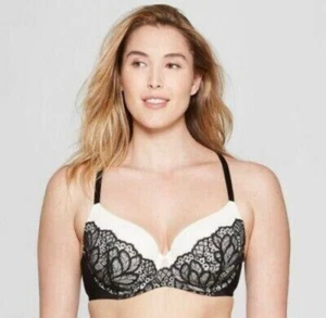 Sujetador Mujer Talla 34A Auden Negro/Crema Cobertura Completa Icono Ligeramente Forrado - Imagen 1 de 7