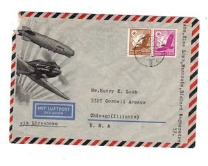 Sellos de correo aéreo de Alemania en bonita cubierta de caché de correo aéreo a EE. UU. - Imagen 1 de 2