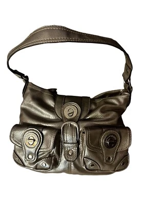 London Fog Dark Silver Medium Patent Leather Audrey Handbag EUC - Image 1 of 4