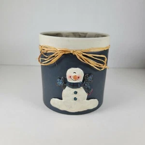 Christmas Cannister Candle Holder Snowman 4.5" Tall by 4.5" Wide - Picture 1 of 4
