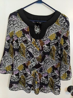 Mujer Essentials Milano Manga 3/4 Top Acanalado Blusa Abstracto Carrera Talla Pequeña Foto 1 de 4