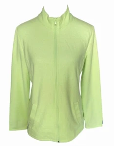 Talbots Jacket Womens M Green Full Zip Mock Neck Pockets Flip Cuffs Golf - Picture 1 of 14