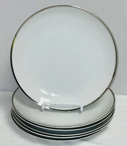 6 Harmony House MODERNE WHITE w/ PLATINUM 7 3/4" SALAD PLATES - Picture 1 of 2