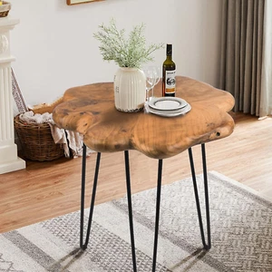 19.5 Inch Live Edge Side Table, Wood Freeform Small End Table with Waterproof, R - Picture 1 of 8