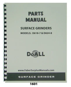 DoALL Surface Grinder Models D618-7 & D624-8 Parts List Manual #1601 - Picture 1 of 12