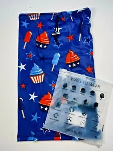 Kids Face Mask Balaclava Neck Scarf Headwear Red, Wht & Blue Cupcakes - Picture 1 of 3
