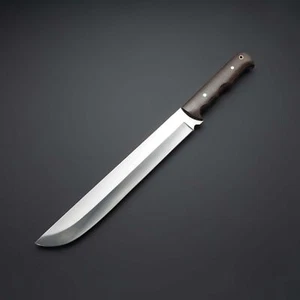 CUSTOM HANDMADE EXOTIC BLACK PALM MACHETE KNIFE With Leather Sheath Ab.8 - Picture 1 of 3