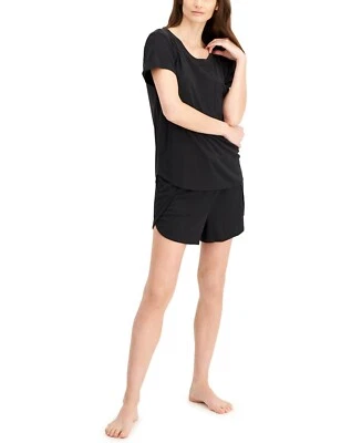 NWT! ALFANI Sz XS Short Sleeves Pocket T-Shirt Top & Tulip-Hem Shorts Pajama Set - Image 1 of 4