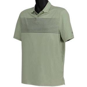 Oakley Striped Panel Polo Shirt Mens Size S Small Uniform Green Golf Sports Tee - Picture 1 of 4