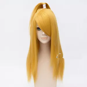 Golden Yellow Straight Long Wigs Women Ponytail Cosplay Hair - Picture 1 of 6