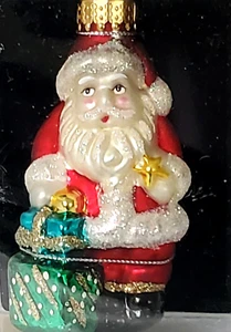 ADORNO NAVIDAD SANTA CRISTAL PEQUEÑO HECHO A MANO EN CAJA LUCITE TRANSPARENTE - Imagen 1 de 4