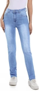 Guaile Womens Straight Leg Jeans Stretchy Casual Denim Pants w Pockets Size 8 - Picture 1 of 1