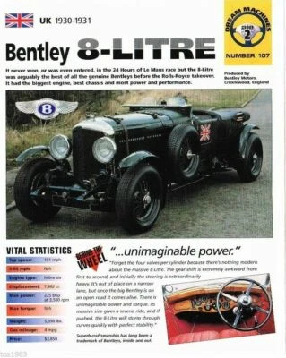Folleto Bentley 1930/1931 8 litros Imp Foto 1 de 2